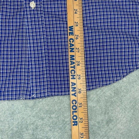 Ralph Lauren Custom Fit Button down Flannel Shirt Plaid 100% Cotton Blue Large - Picture 6 of 7